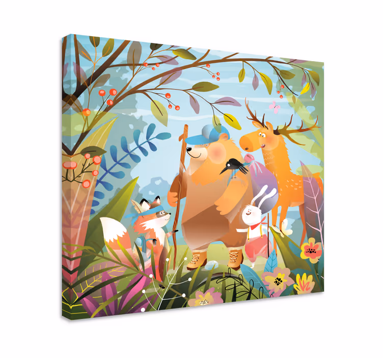 Tableau enfant Amis animaux en forêt - TenStickers