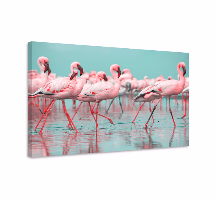 Tableau entrée Belle conception de marche de flamants roses - TenStickers
