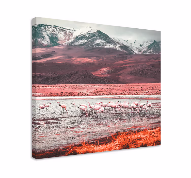 Tableau salon Paysage avec de nombreux flamants roses - TenStickers