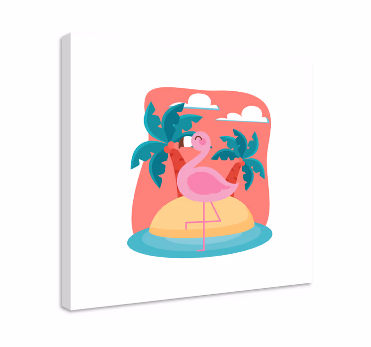 Tableau animaux flamant rose sur l'île - TenStickers