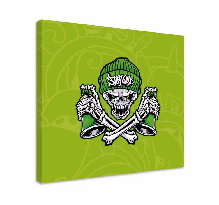 Tableau personnage crâne tenant des coupes - TenStickers