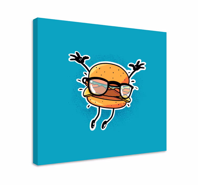 Tableau texte personnage de burger heureux - TenStickers