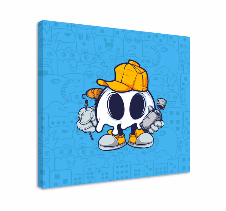 Tableau moderne Crâne cool enfant graffiti dessin animé - TenStickers