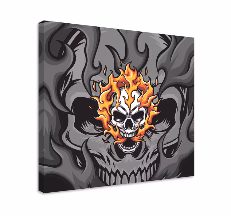 Tableau texte crâne en flammes - TenStickers