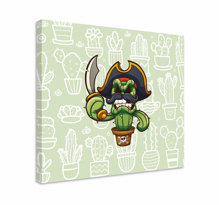 Tableau moderne Pirate de dessin animé de cactus - TenStickers