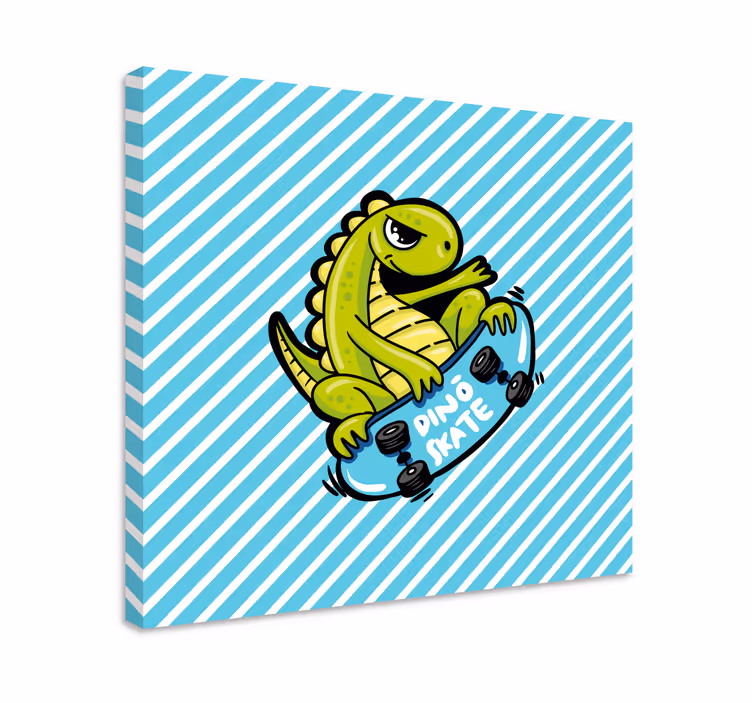 Tableau dinosaures amusement sur skateboard dino - TenStickers