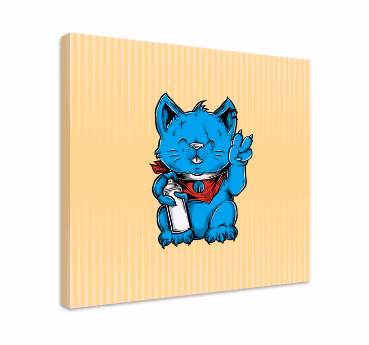 Tableau chat chat bleu espiègle - TenStickers
