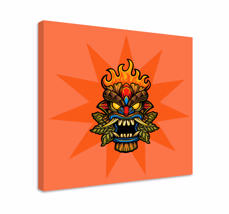 Tableau moderne Feu tiki masque dessin animé graffiti - TenStickers