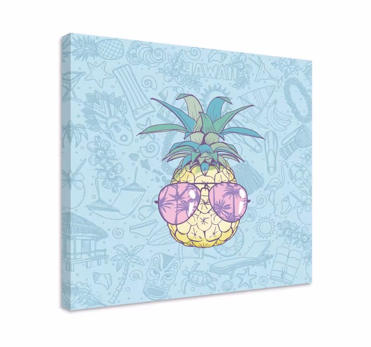 Tableau moderne Dessin animé ananas hawaïen - TenStickers