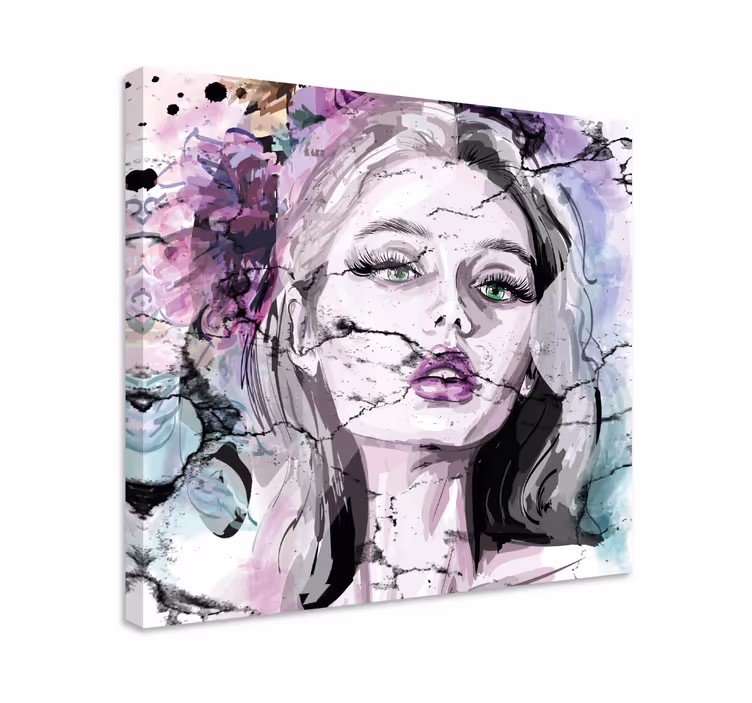 Tableau moderne Visage de femme de mode coloré - TenStickers