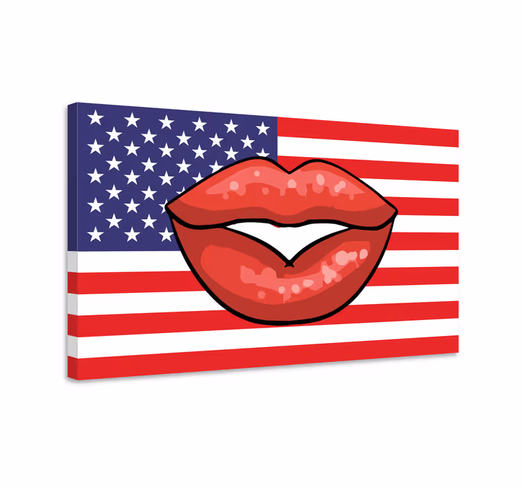 Tableau moderne Drapeau américain et lèvres pop art - TenStickers