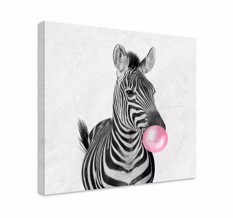 Tableau moderne zèbre qui mâche un chewing-gum - TenStickers