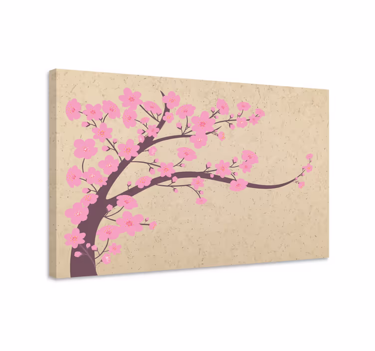 Tableau 3d Fleurs roses sur fond beige - TenStickers
