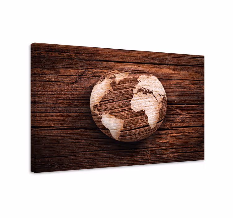 Tableau 3d Carte du monde géographique en bois - TenStickers
