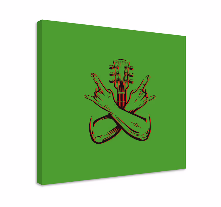 Tableau musique symbole main guitare - TenStickers