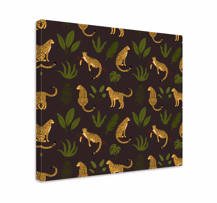 Tableau animal sticker léopard botanique et sauvage sombre - TenStickers
