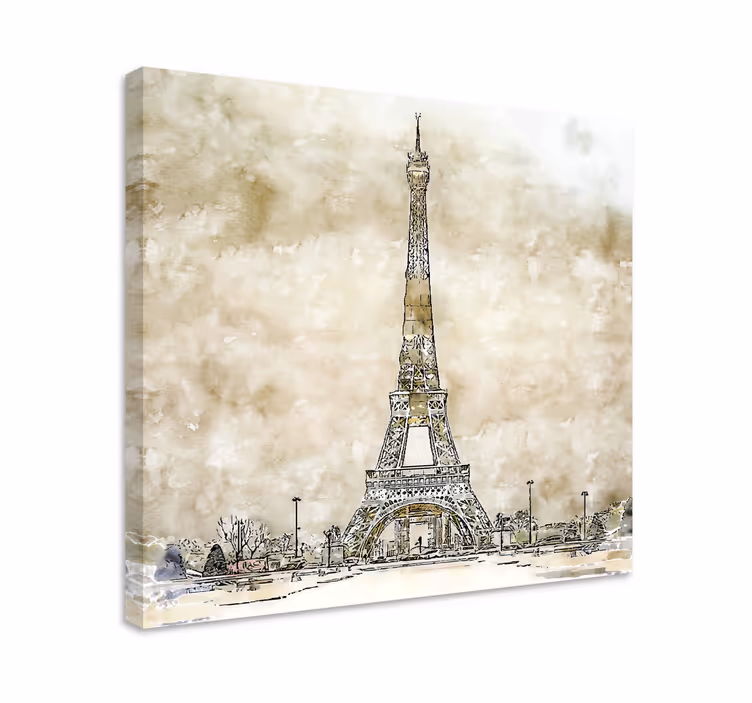 Tableau tableau à l'aquarelle de la tour eiffel - TenStickers