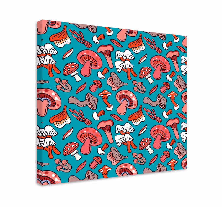 Tableau fleurs et plantes motif champignons colorés - TenStickers