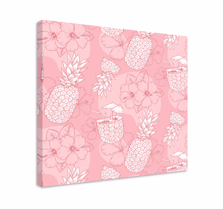 Tableau fleurs et plantes motif ananas hibiscus - TenStickers