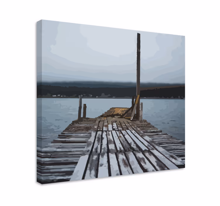 Tableau 3d Vieux pont de quai en bois détruit - TenStickers