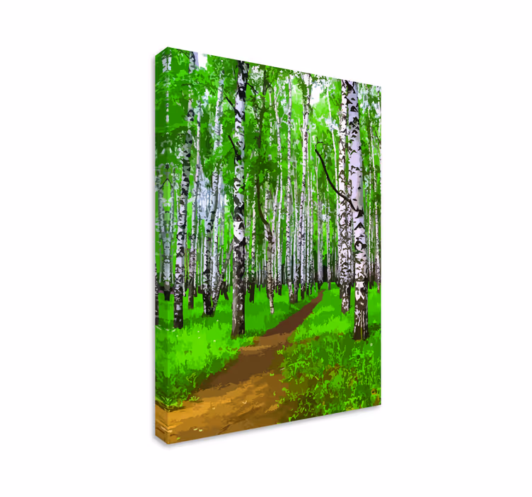 Tableau paysage Forêt de bouleaux avec la lumière du soleil - TenStickers
