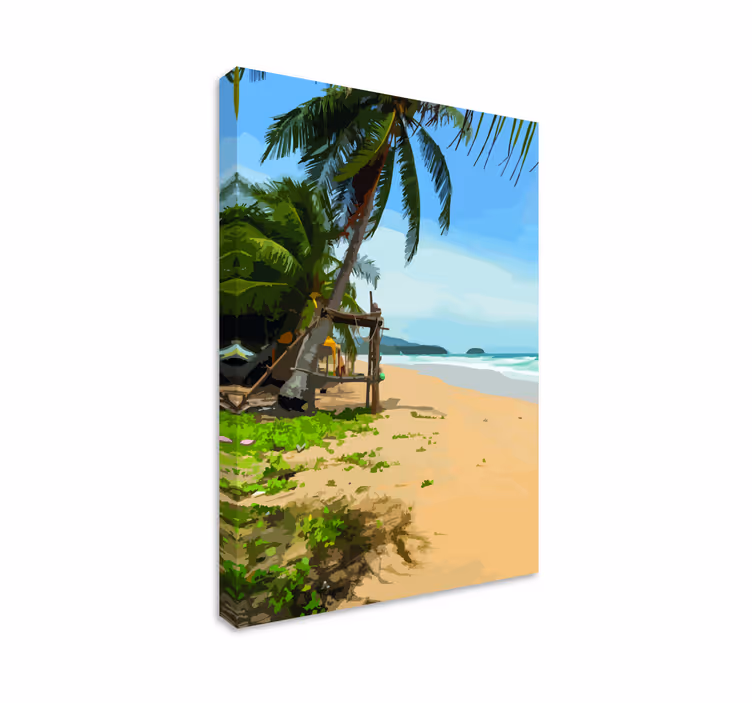 Tableau paysage Plage avec palmiers par une journée ensoleillée - TenStickers