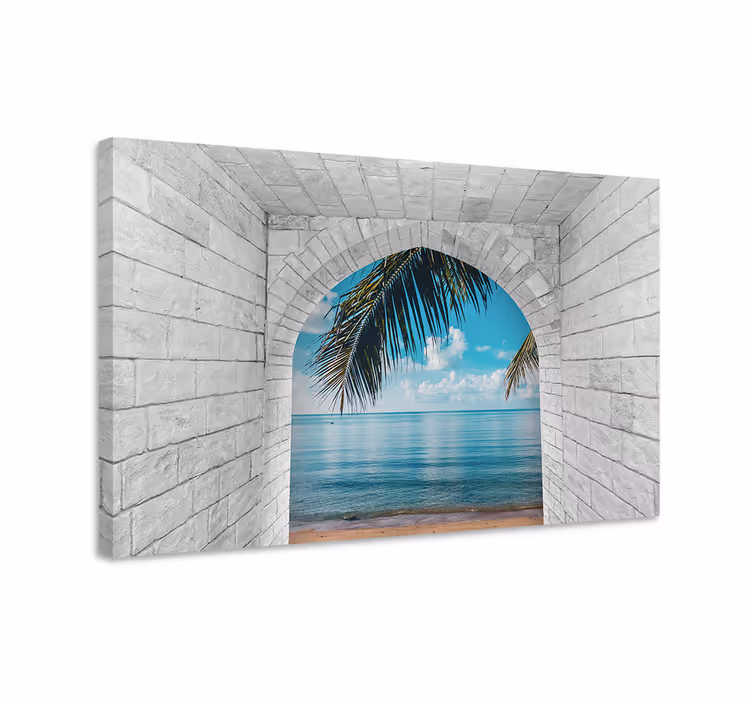 Tableau 3d Arches anciennes avec vue sur la mer - TenStickers