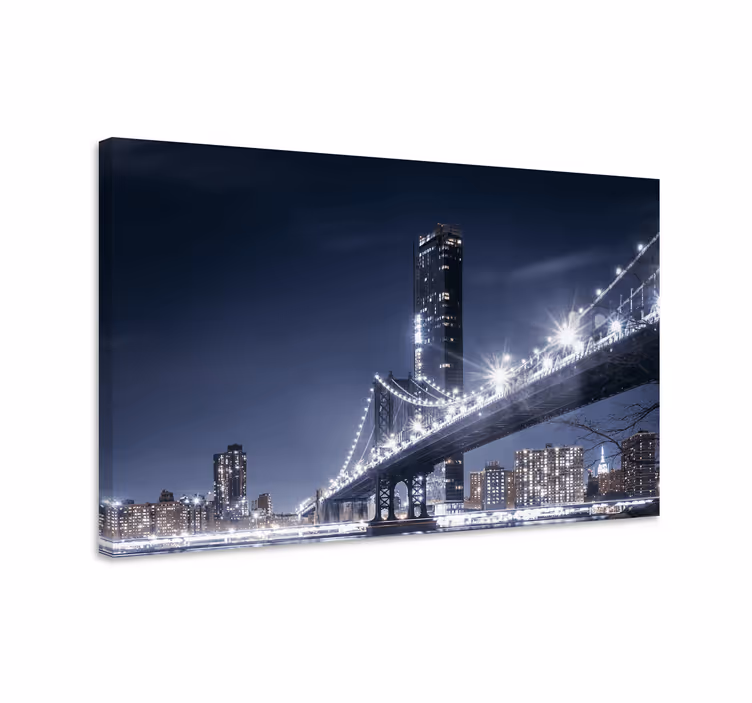Tableau villes et pays pont de brooklyn illuminé - TenStickers