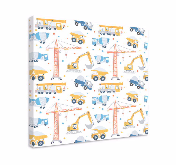 Tableau enfant Véhicules de construction de couleur pastel - TenStickers