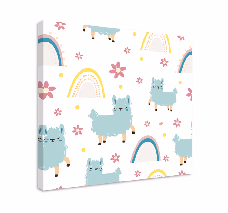 Tableau animaux lama et floral - TenStickers