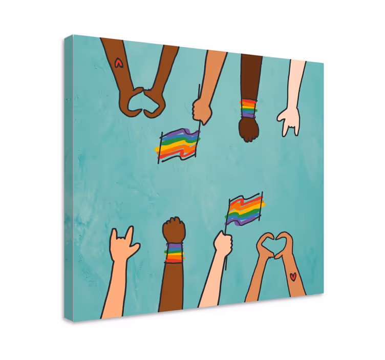 Tableau motivation unité dans les mains - TenStickers