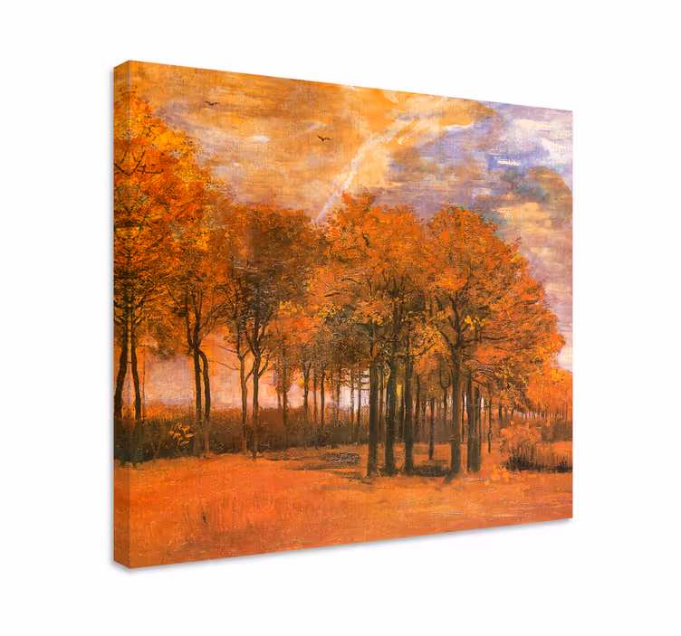 Tableau paysage Arbres d'automne rouges - TenStickers