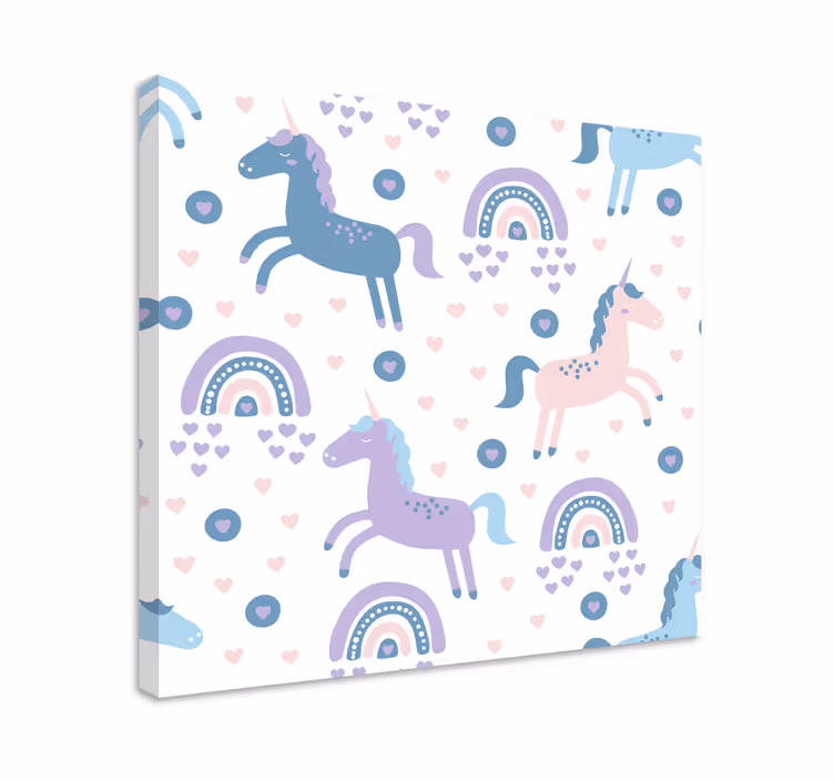 Tableau enfant sticker de licornes de couleur pastel douce - TenStickers