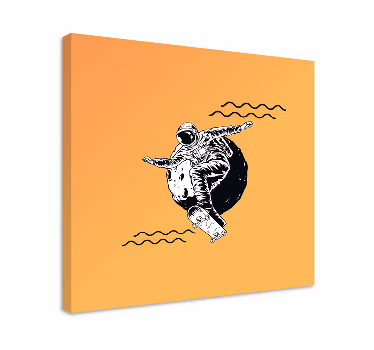 Tableau Astronaute qui fait du skate dessin - TenStickers