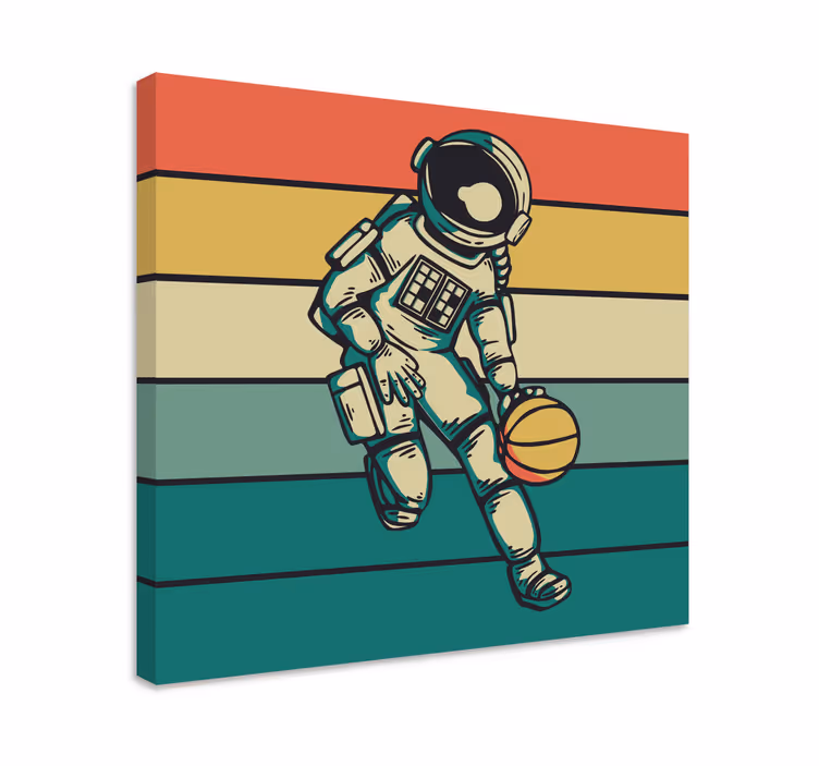 Tableau sports cosmonaut engagé dans le basketball - TenStickers