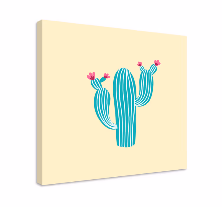 Tableau végétal Cactus bleu pastel - TenStickers