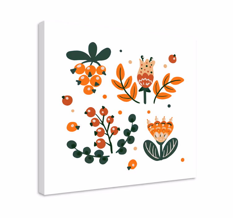 Tableau fleurs Fleurs rouges avec des baies - TenStickers