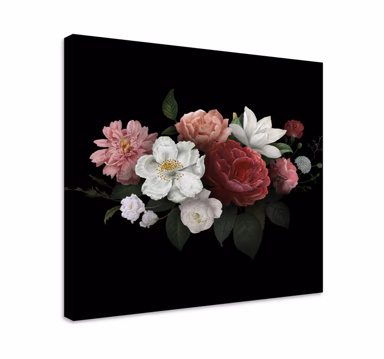 Tableau fleurs Roses vintage sur fond noir - TenStickers