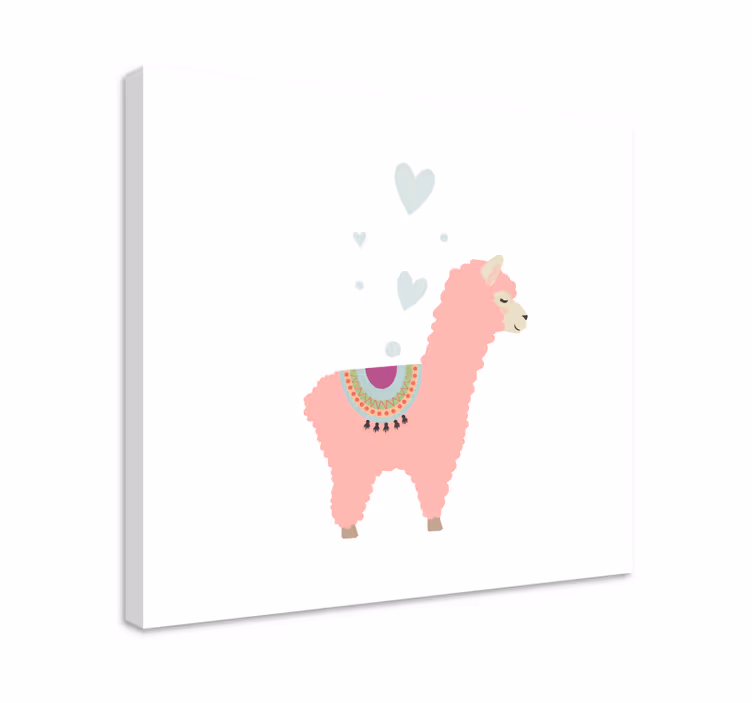Tableau chambre sticker de lama rose - TenStickers