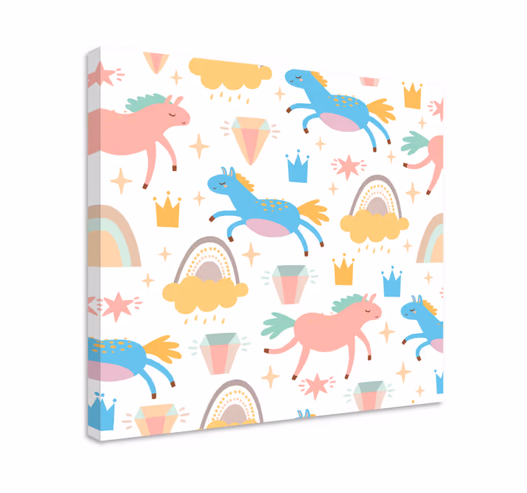 Tableau chevaux licornes colorées au galop - TenStickers
