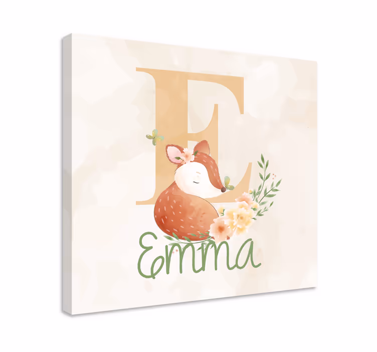 Tableau chambre bébé Cerfs animaux mignons avec nom - TenStickers