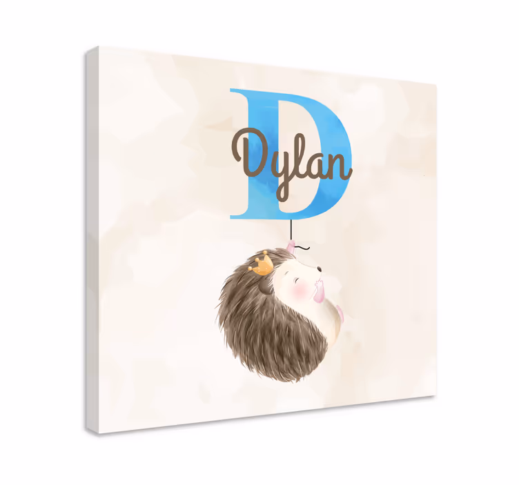 Tableau chambre bébé Hérisson d'animaux mignons avec nom - TenStickers