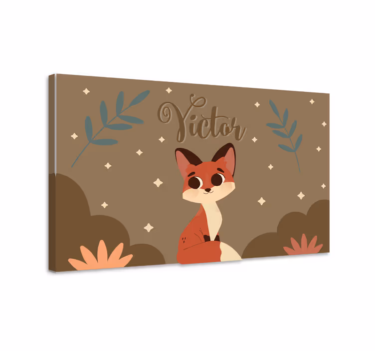 Tableau chambre bébé Renard mignon pour garçon avec nom - TenStickers