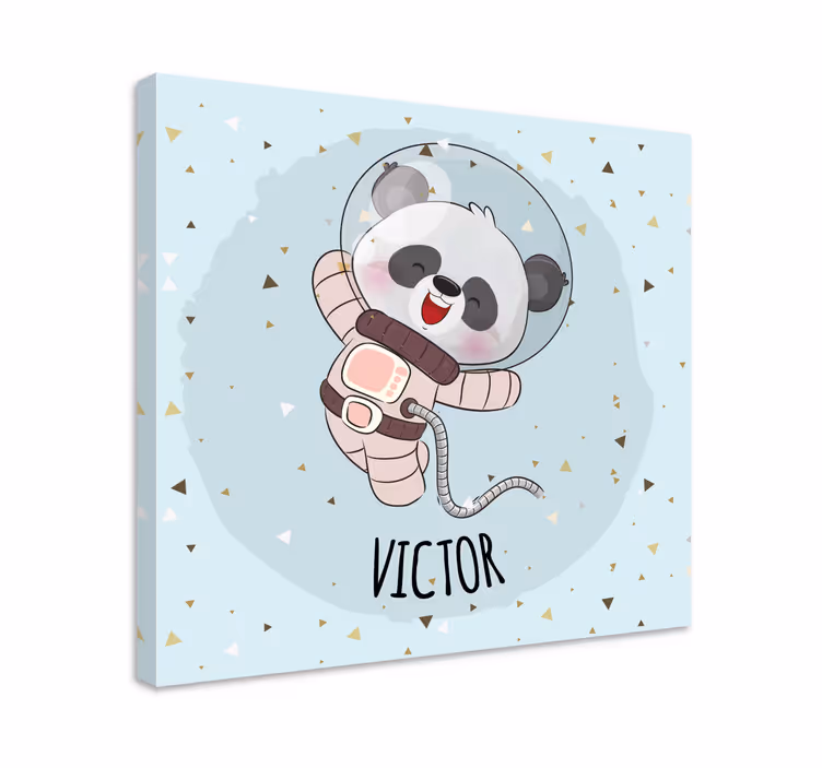 Tableau pour chambre enfant Panda mignon pour garçon avec nom - TenStickers