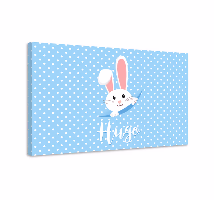 Tableau chambre bébé Lapin mignon pour garçon avec nom - TenStickers