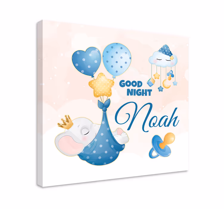 Tableau pour chambre enfant éléphant mignon pour garçon avec nom - TenStickers