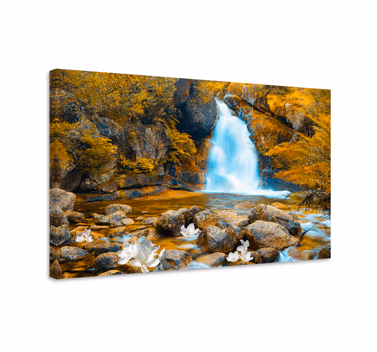 Tableau fleurs et plantes paysage de cascade sereine - TenStickers