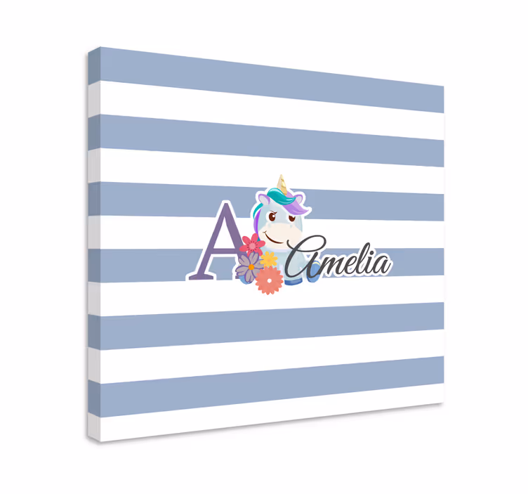 Tableau pour chambre enfant Animaux mignons licorne avec nom - TenStickers
