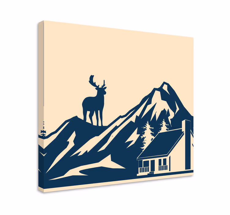 Tableau moderne Cerf et montagne - TenStickers