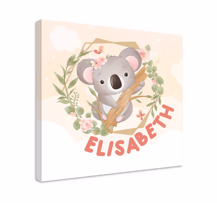 Tableau chambre bébé Animaux mignons koala avec nom - TenStickers